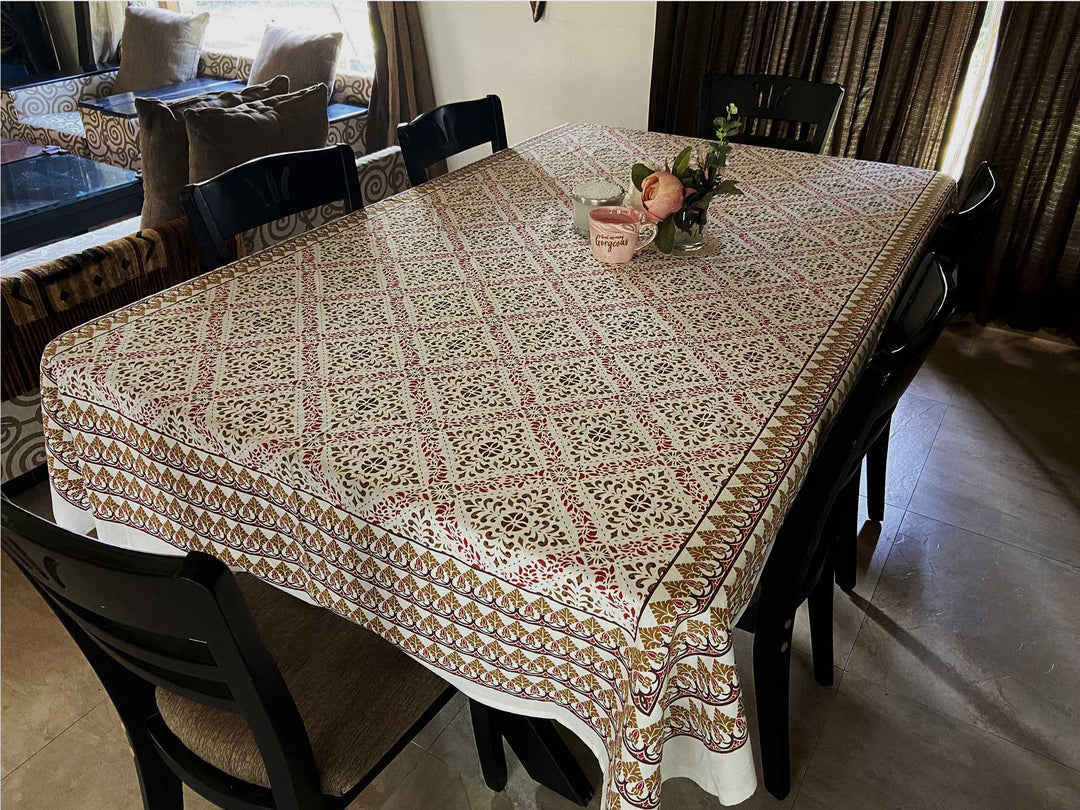 Jaipuri 6 Seater Cotton Table Cover  - 7912