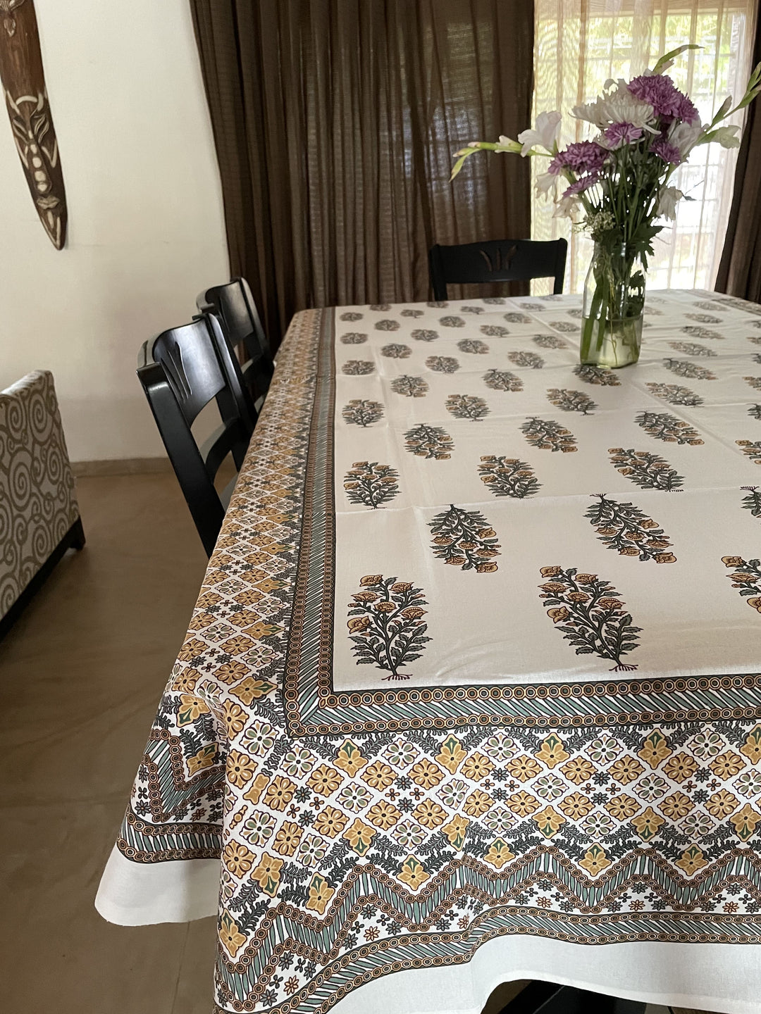 Jaipuri 6 Seater Cotton Table Cover - 8020