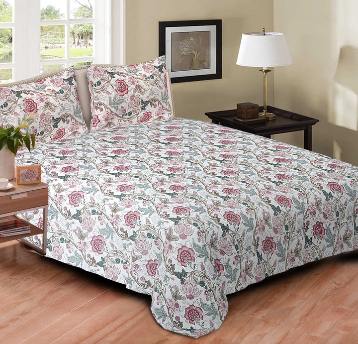 Blossoms Cotton Double Bedsheet - Pink