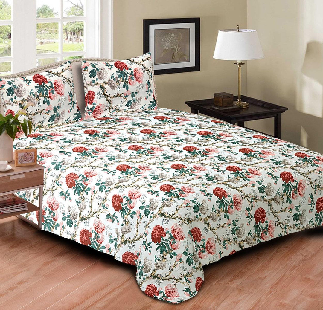 Blossoms Quiltted Cotton Double Bedcover - Maroon