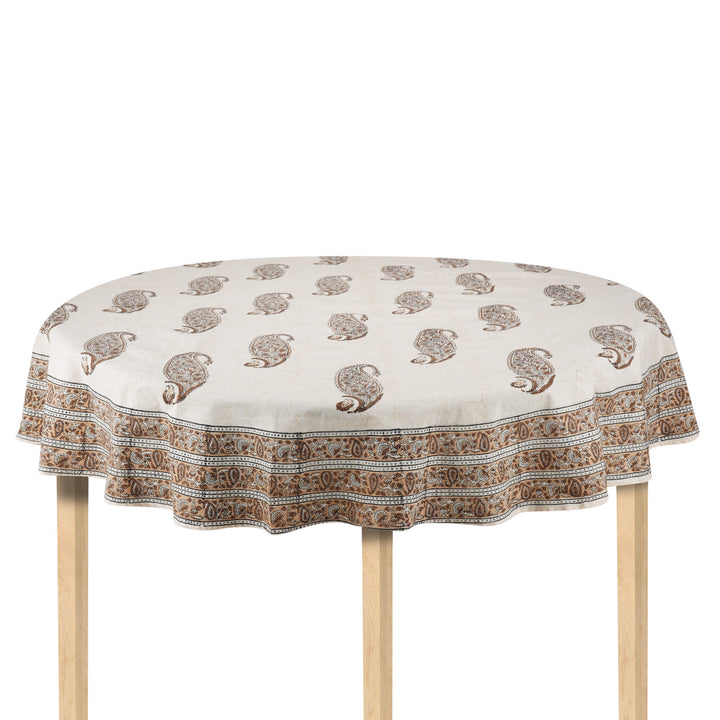 Jaipuri Hand Block Printed Round 100% Cotton Table Cover - 01