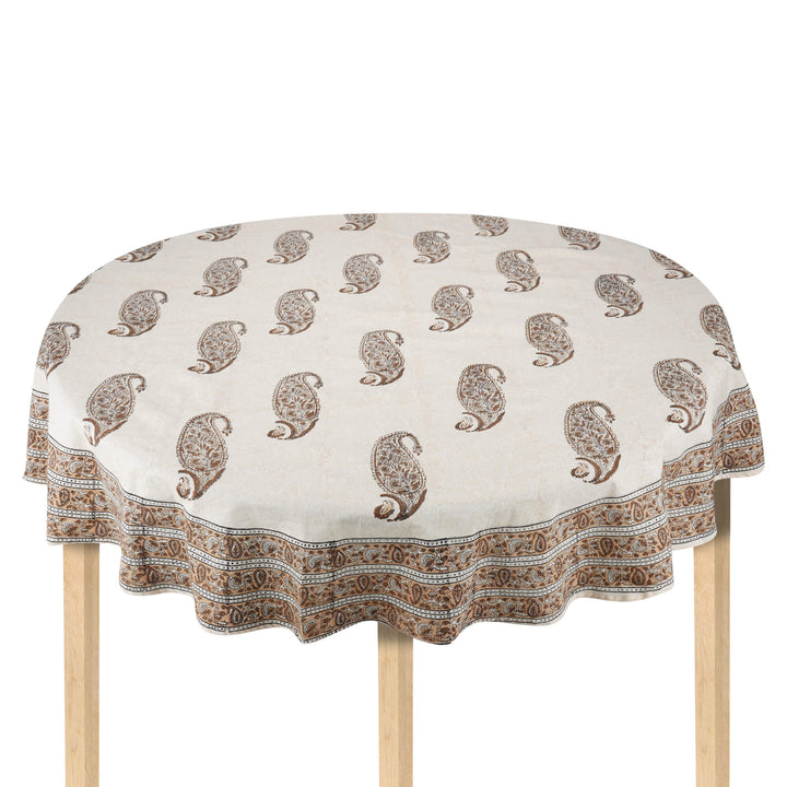 Jaipuri Hand Block Printed Round 100% Cotton Table Cover - 01