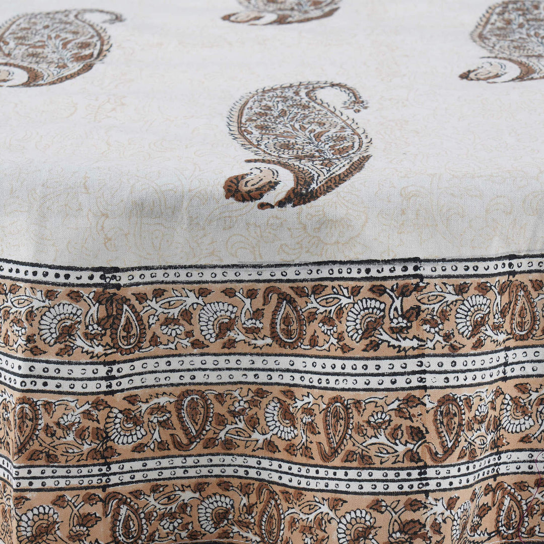 Jaipuri Hand Block Printed Round 100% Cotton Table Cover - 01