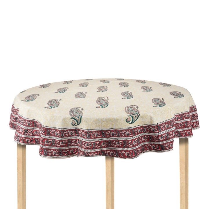 Jaipuri Hand Block Printed Round 100% Cotton Table Cover - 01