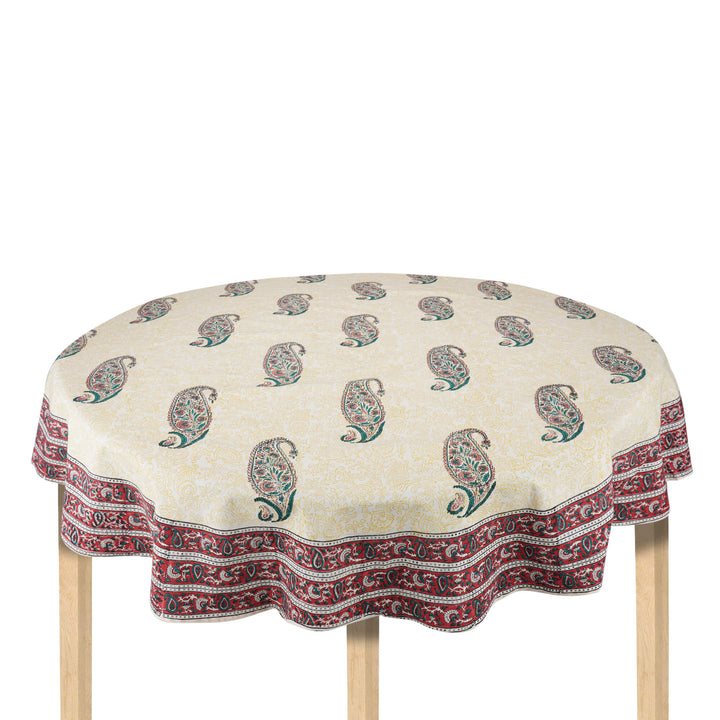 Jaipuri Hand Block Printed Round 100% Cotton Table Cover - 01