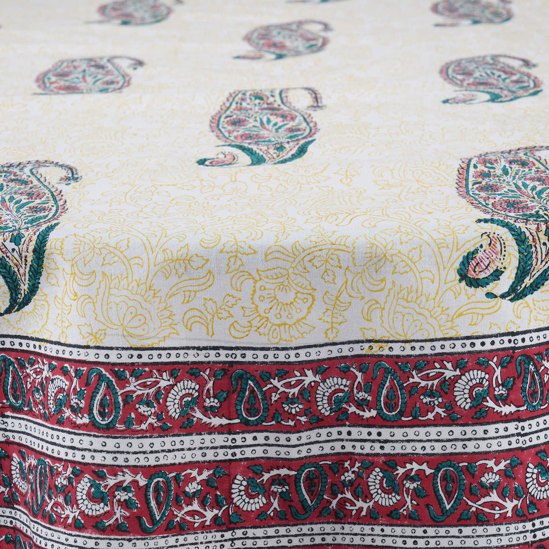 Jaipuri Hand Block Printed Round 100% Cotton Table Cover - 01