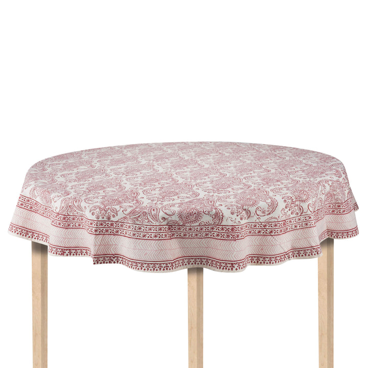 Jaipuri Hand Block Printed Round 100% Cotton Table Cover - 01