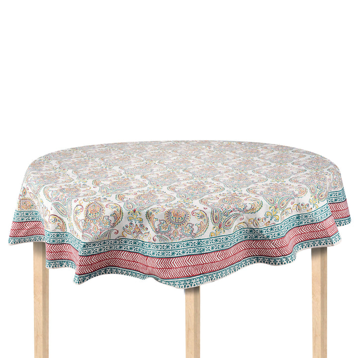 Jaipuri Hand Block Printed Round 100% Cotton Table Cover - 01