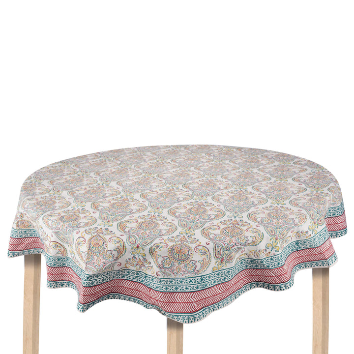 Jaipuri Hand Block Printed Round 100% Cotton Table Cover - 01