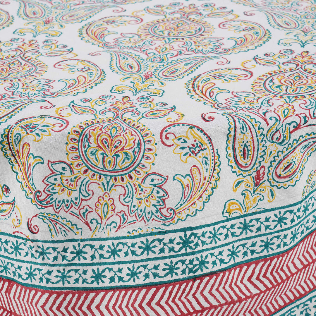 Jaipuri Hand Block Printed Round 100% Cotton Table Cover - 01