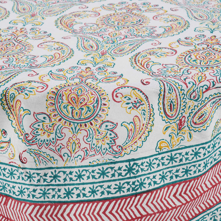 Jaipuri Hand Block Printed Round 100% Cotton Table Cover - 01