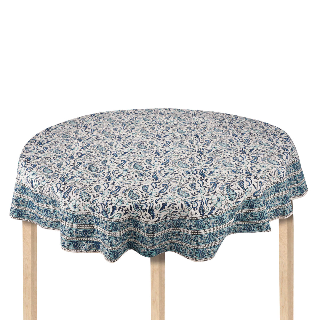 Jaipuri Hand Block Printed Round 100% Cotton Table Cover - 01