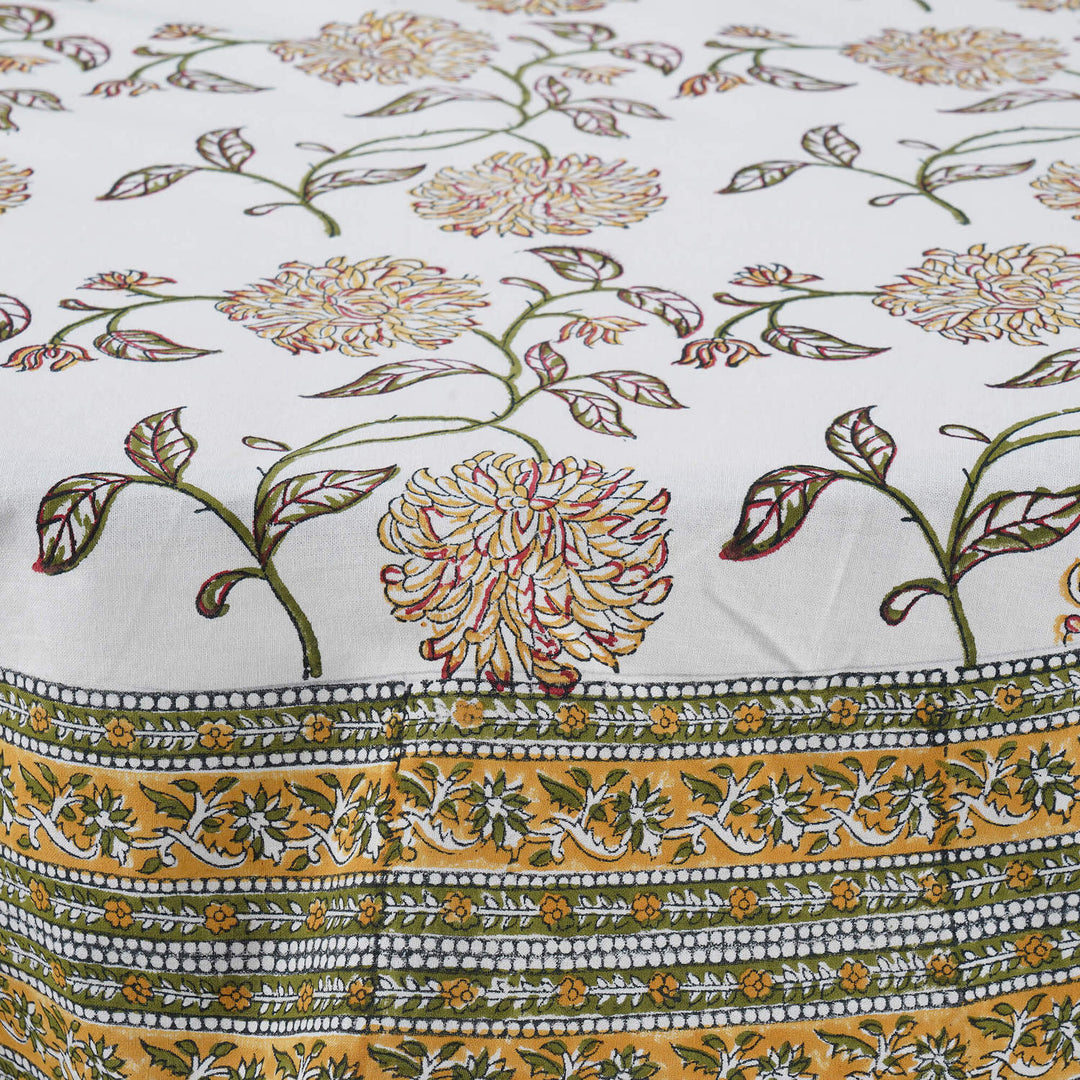 Jaipuri Hand Block Printed Round 100% Cotton Table Cover - 01