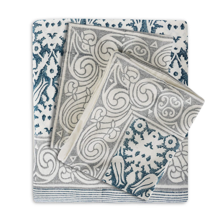 Jaipuri Indigo Hand-Block Printed Cotton King Size Bedsheet