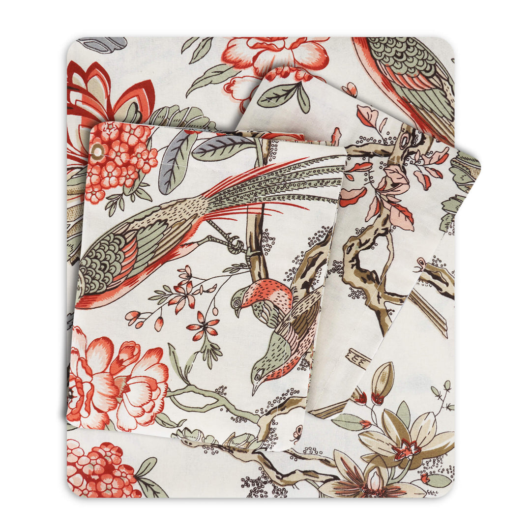 Blossoms Cotton Bedsheet - Red