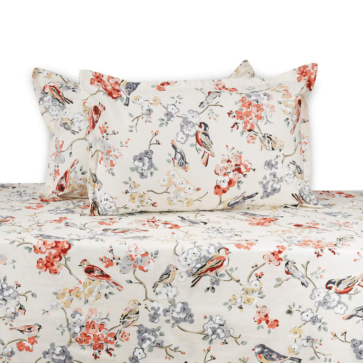 Blossoms Cotton Bedsheet King Size - Birds