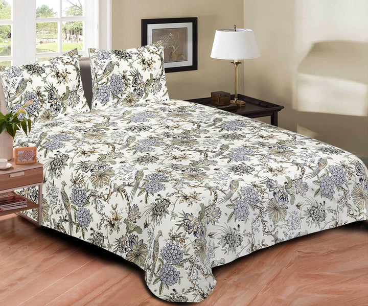 Blossoms Cotton Bedsheet Queen Size - Dahlia