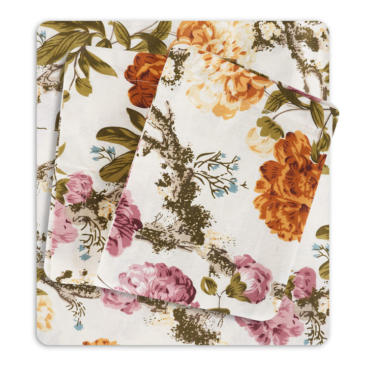 Blossoms Cotton Bedsheet Queen Size - Marigolds