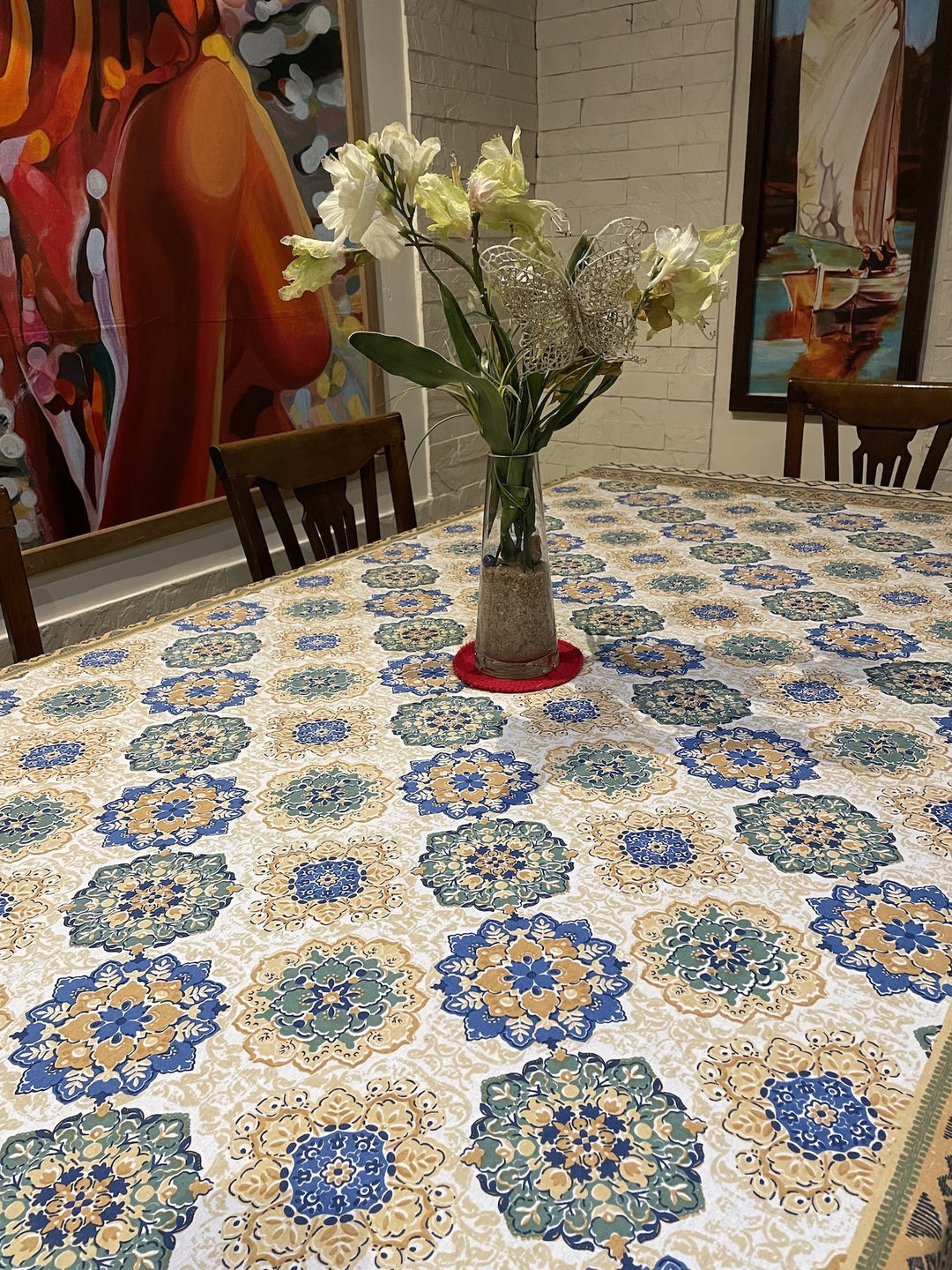 Jaipuri 6 Seater Cotton Table Cover - 116