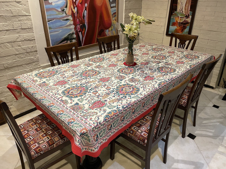 Jaipuri 6 Seater Cotton Table Cover - 121