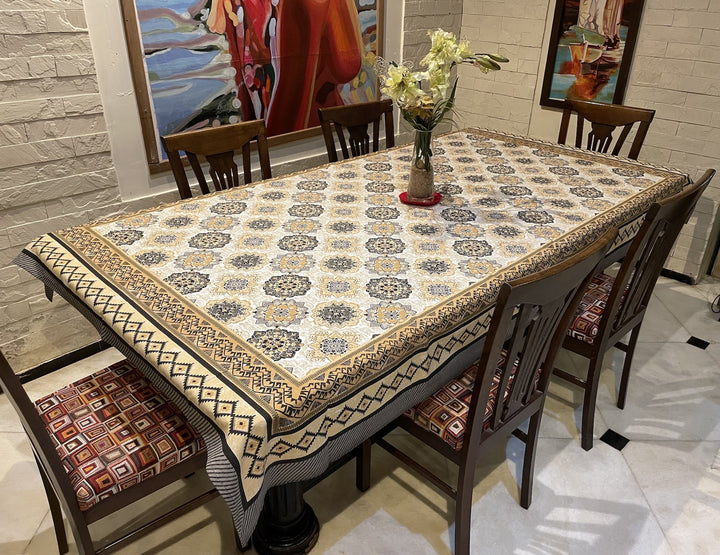 Jaipuri 6 Seater Cotton Table Cover - 122