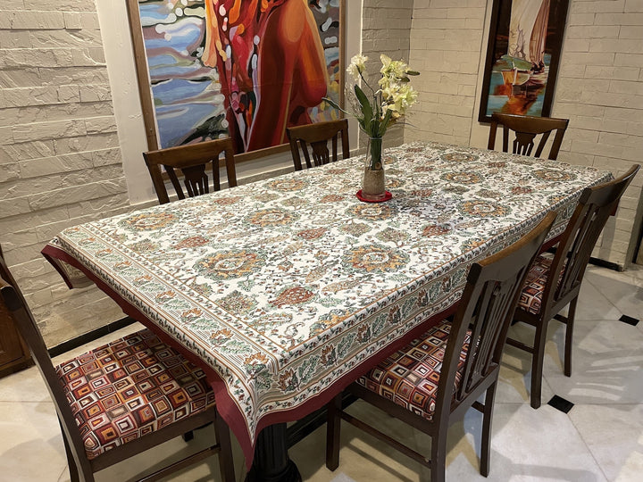 Jaipuri 6 Seater Cotton Table Cover - 124