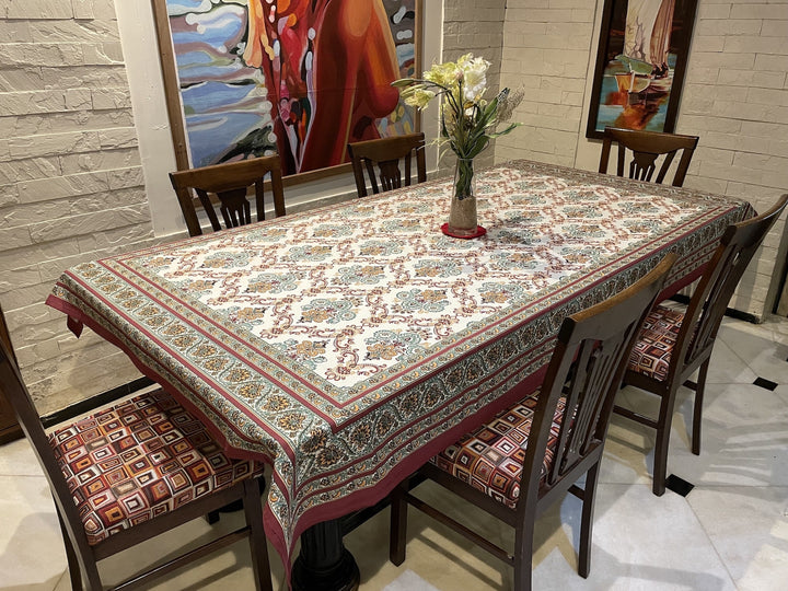 Jaipuri 6 Seater Cotton Table Cover - 127