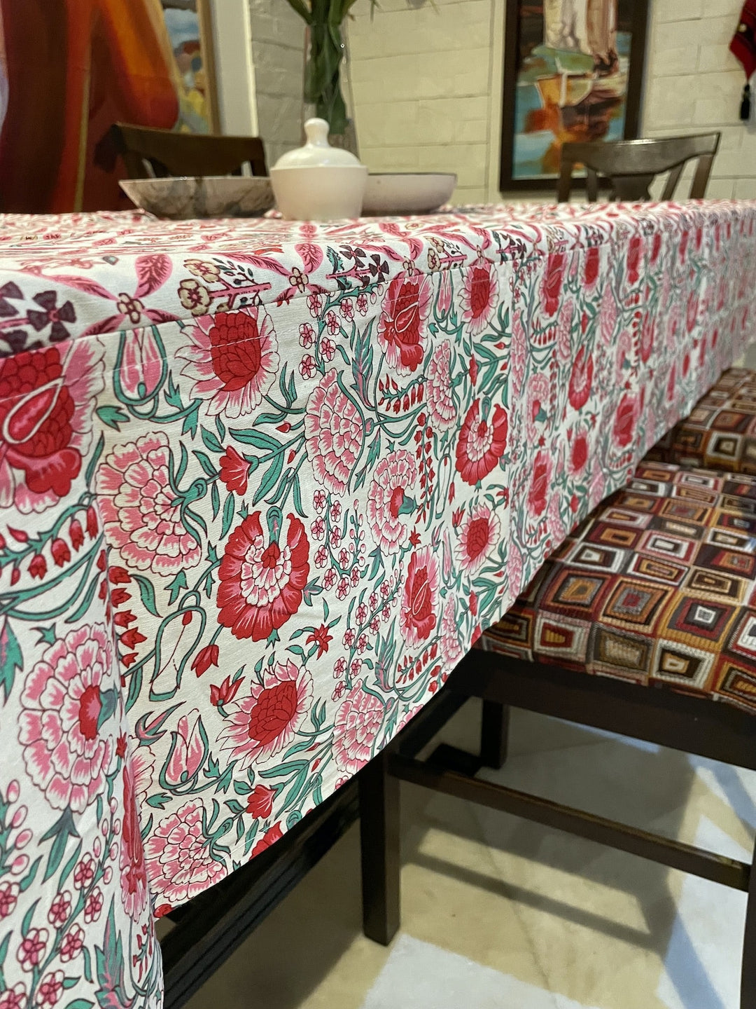 Jaipuri 6 Seater Cotton Table Cover - 157(60 x 90 inches)