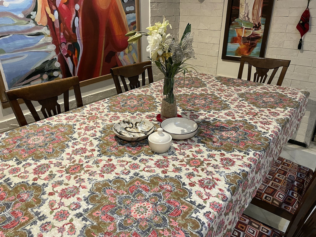 Jaipuri 6 Seater Cotton Table Cover - 164(60 x 90 inches)