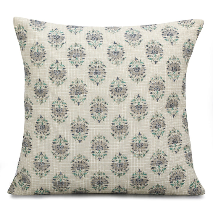 Quilted Ajrakh 100% Cotton Cushion Cover - 114 (16 x 16 inches)