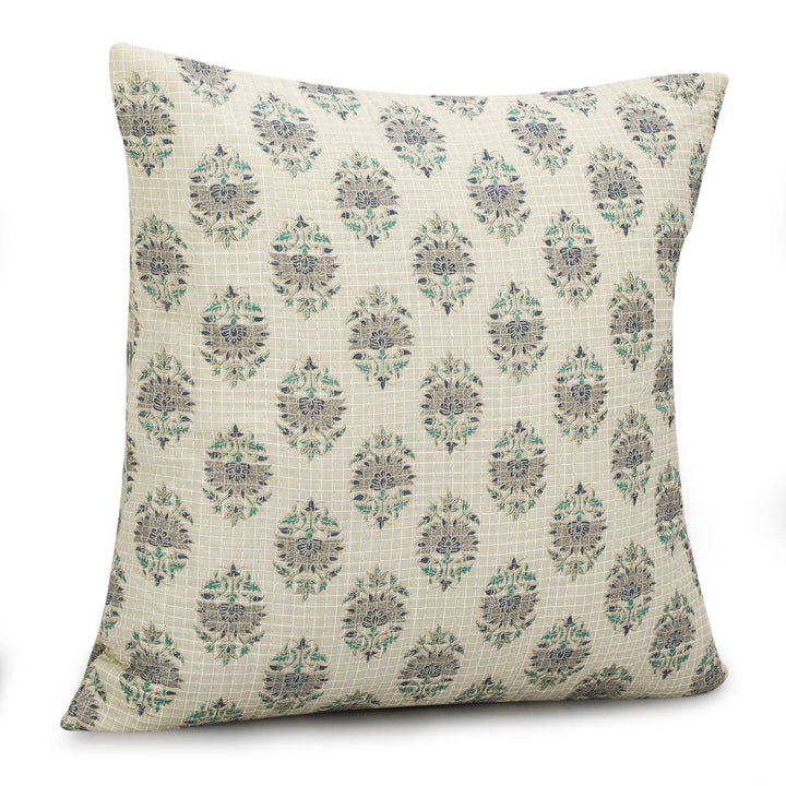 Quilted Ajrakh 100% Cotton Cushion Cover - 114 (16 x 16 inches)