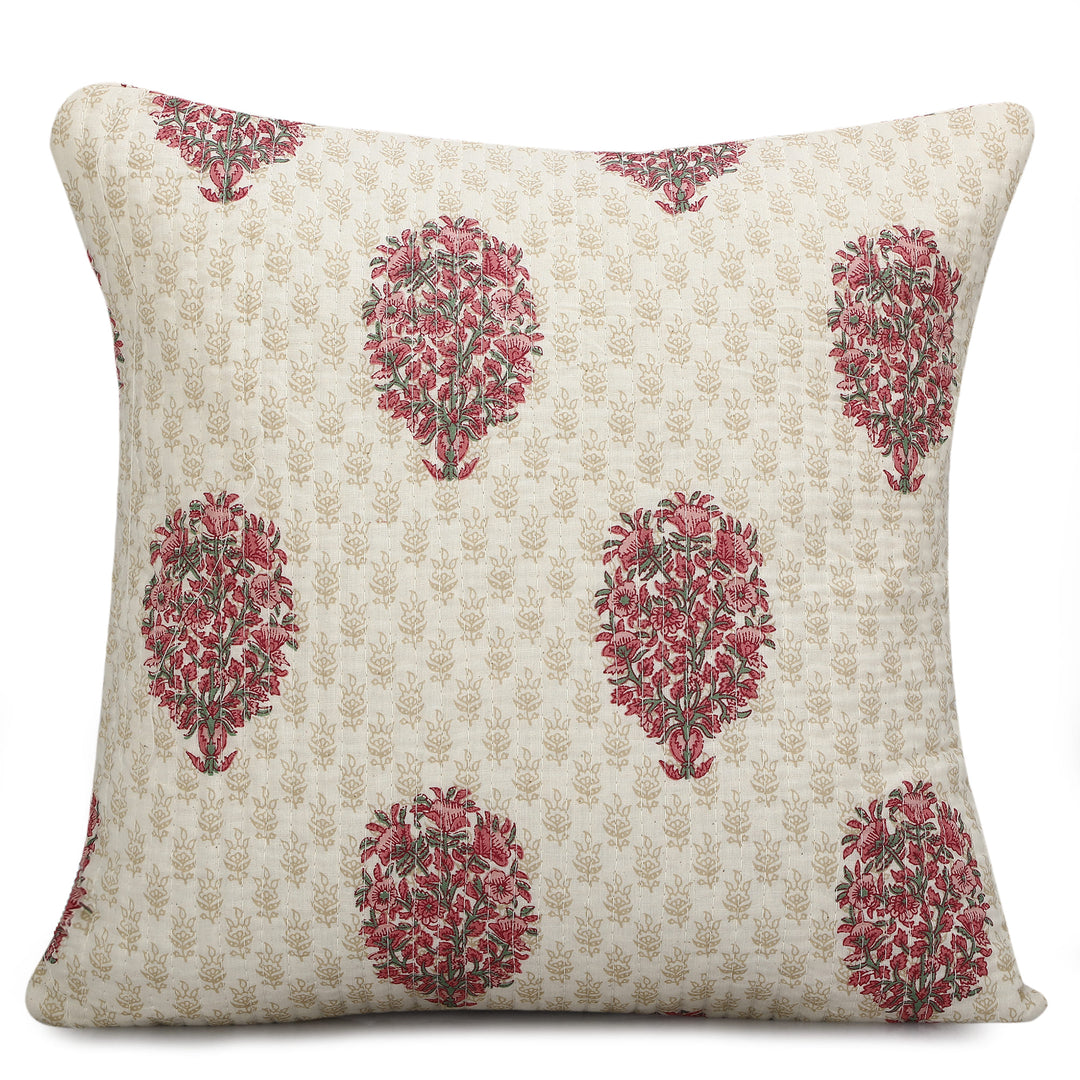 Quilted Ajrakh 100% Cotton Cushion Cover - 117 (16 x 16 inches)