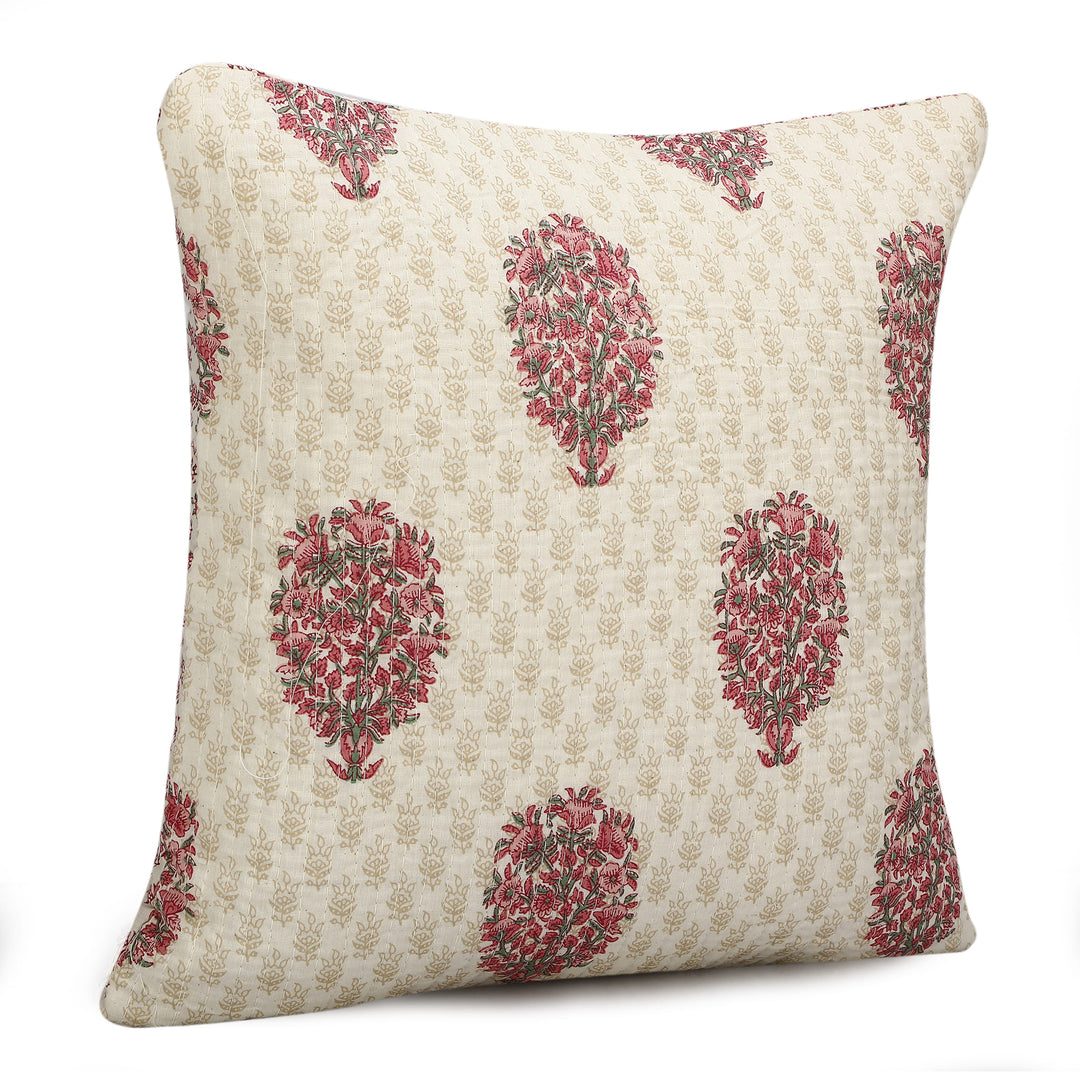 Quilted Ajrakh 100% Cotton Cushion Cover - 117 (16 x 16 inches)