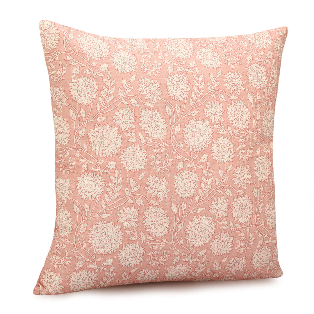 Quilted Ajrakh 100% Cotton Cushion Cover - 109 (16 x 16 Inches)