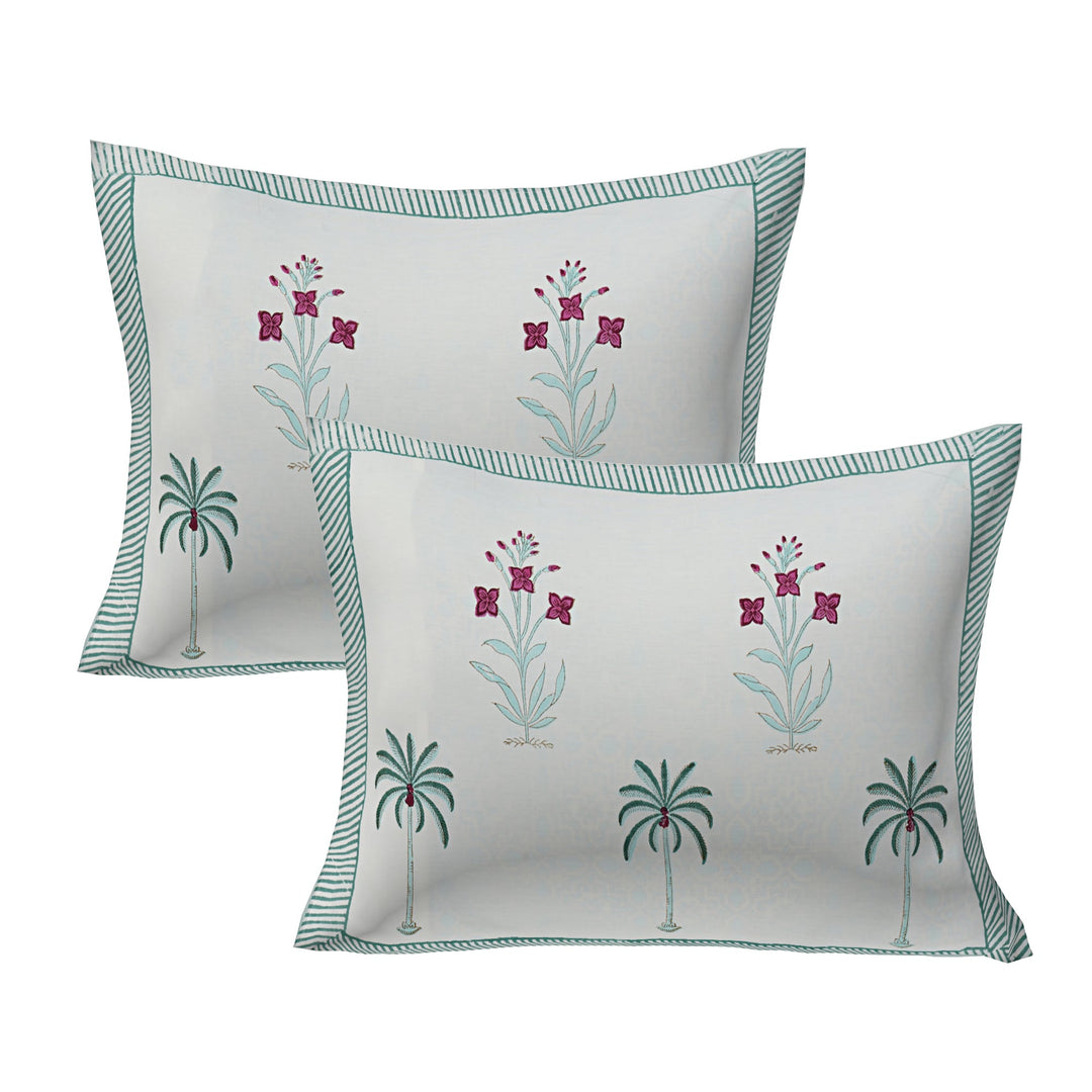 Palm Tree Jaal Cotton Kingsize Bedsheet Set - 113