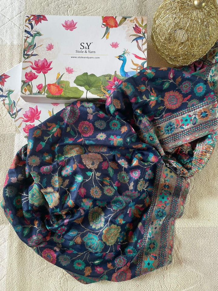 Floral Zari Kani Arcylic Wool Stole - 106