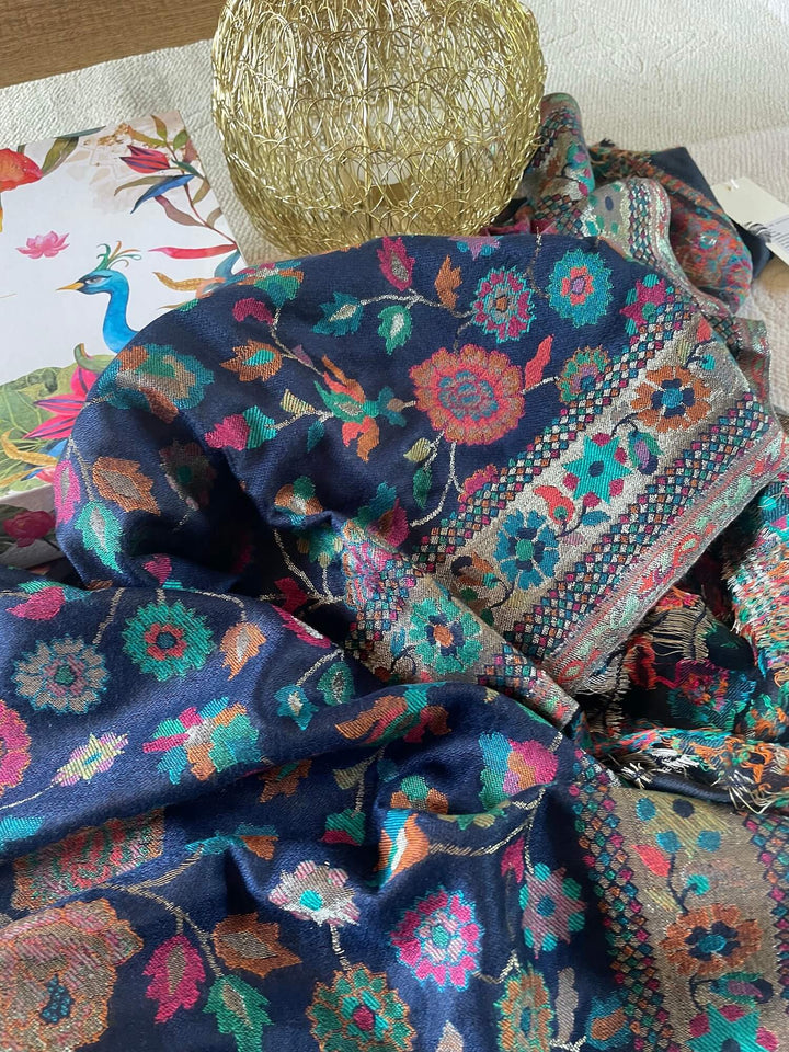 Floral Zari Kani Arcylic Wool Stole - 106