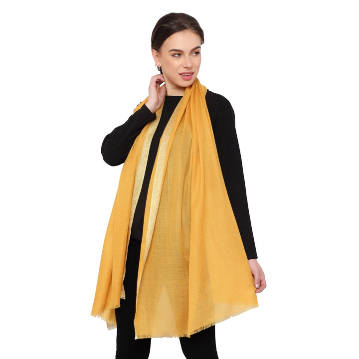 Zari Border Fine Wool Stole - 102