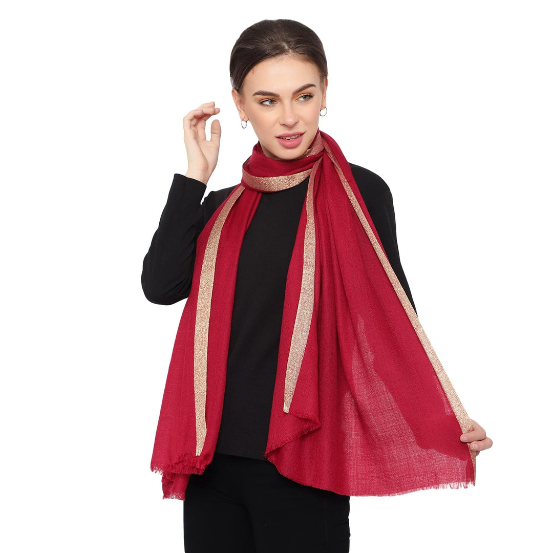 Zari Border Fine Wool Shawl - 102