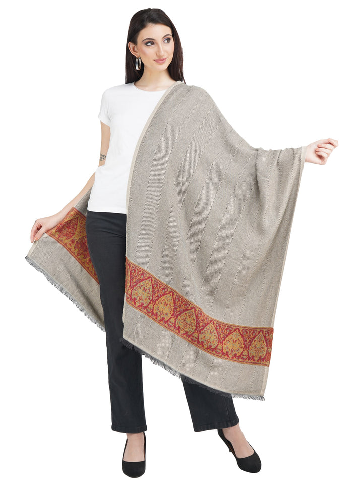 Kullu Border Acrylic wool Stole - 106