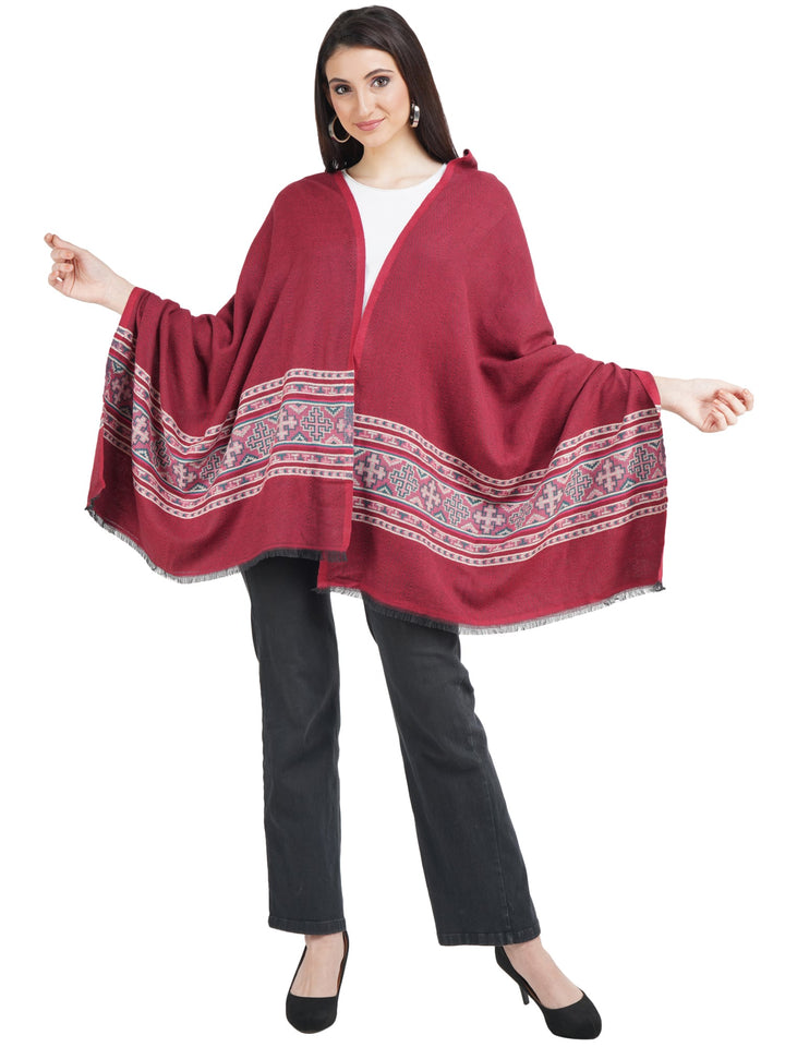 Kullu Border Acrylic wool Stole - 107