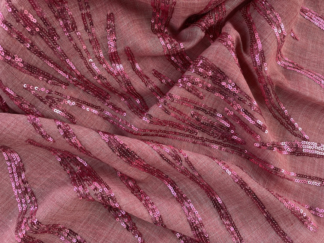 Pink Jazz Sequins Fine Wool Stole - 146