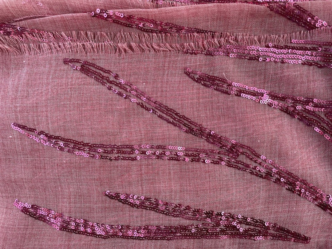 Pink Jazz Sequins Fine Wool Stole - 146