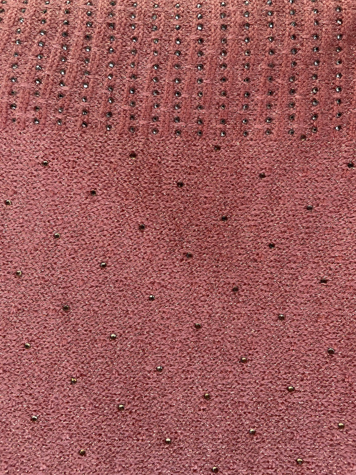 Pink Crystal Border Knitted Stole - 166