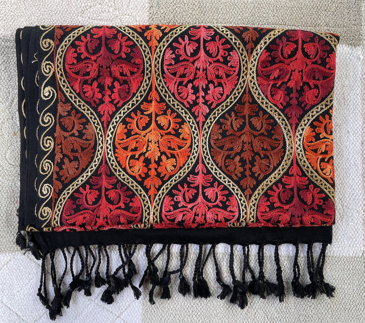 Him/Her Black Multicolour Jaal Stole - 172